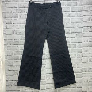 Express Stretch Gray Pin Strip Cuffed Flared Leg Pants 7/8